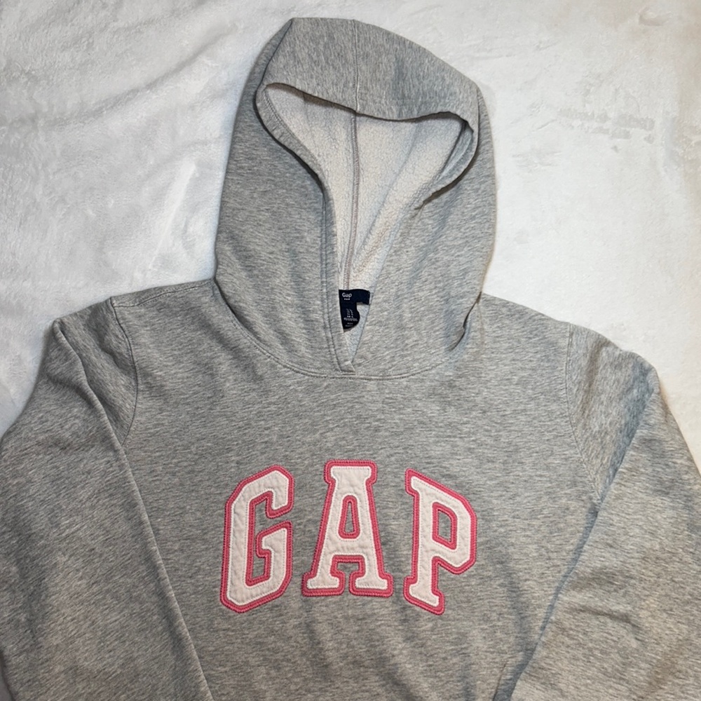Gap Vintage Women’s Embroidered Gray with Pink Letters Hoodie Size Large
